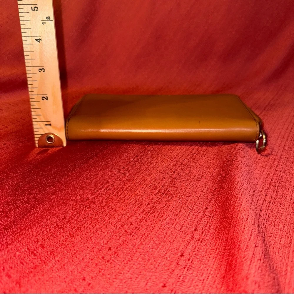 Lodis Caramel Leather‎ Zippered Wallet, EUC